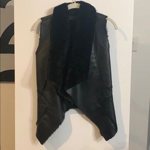 Black fake fur vest